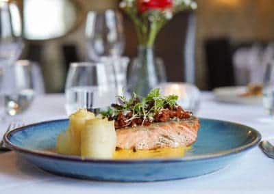 Salmon dish fine dining example at Owston Hall Hotel Doncaster