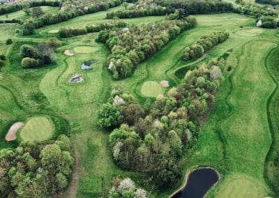 Golf course at Owston Hall Hotel Doncaster aerial view