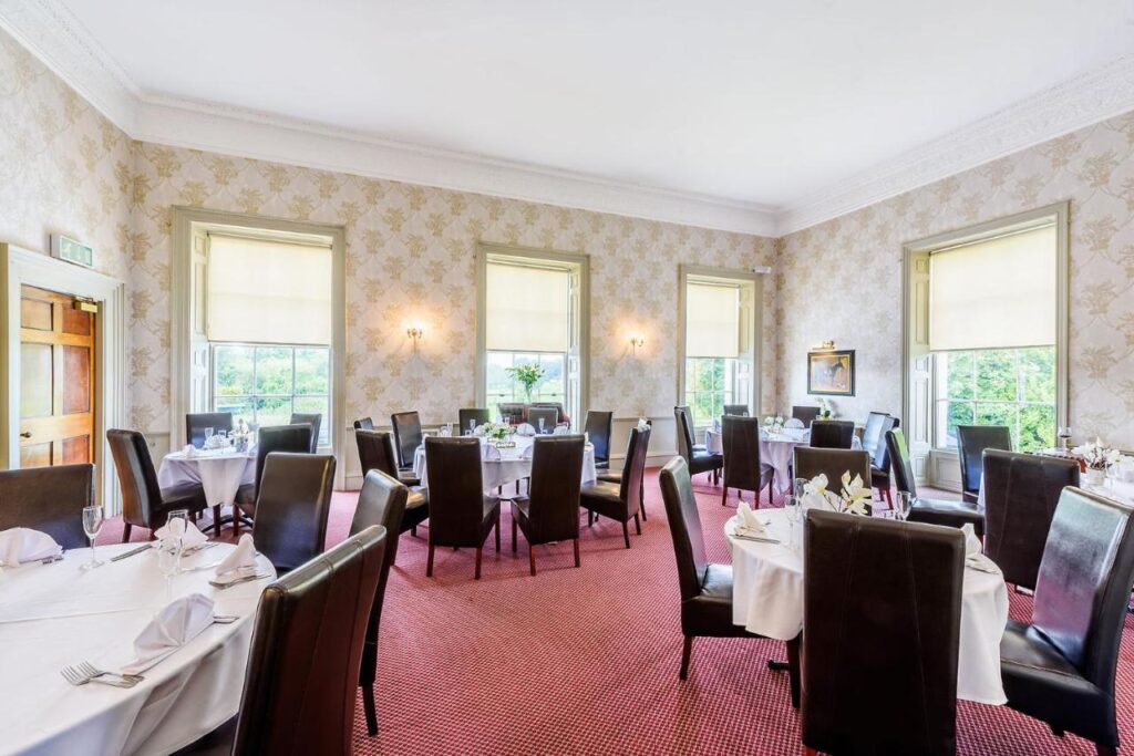 The restaurant at Owston Hall Hotel in Doncaster